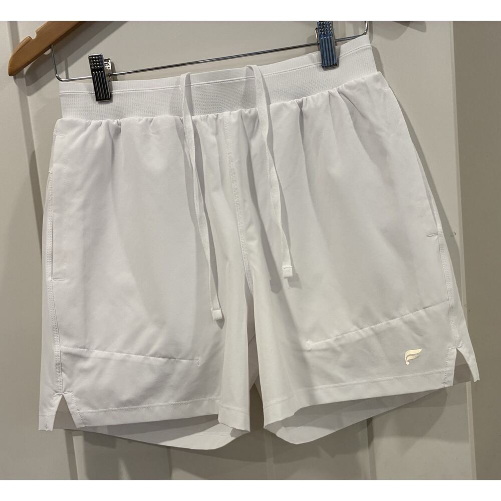 Fabletics Fundamental Shorts Mens Small White Split Hem Drawstring Size Small